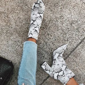 Princess Polly Snake Print Ankle Boots